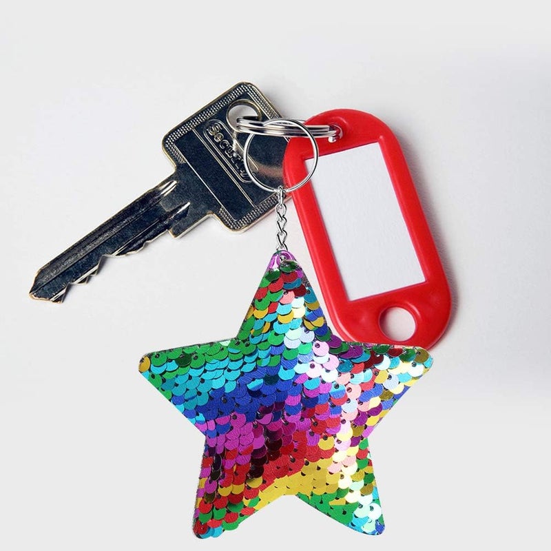 Outee Sequin Keychain 15 Pcs Flip Sequin Keychain for Mermaid Tail Clover Cat Animals Shape Christmas Gift Party Favors for Kids Adults Party Favors Gift Back to School Gifts 15 Different Designs - Image 3